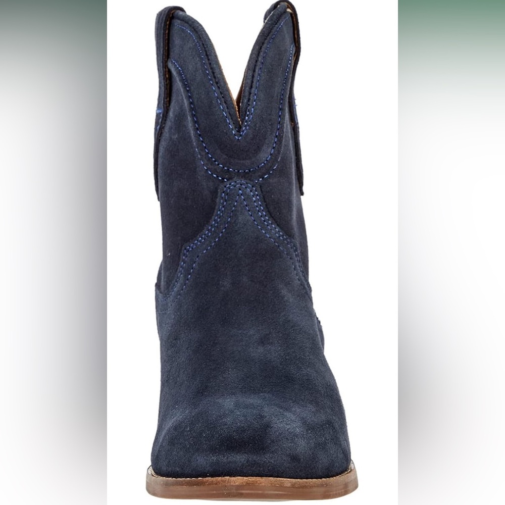 Western Ankle Boots Pointed toe Low Stacked Heel Cowgirl Booties Retro Slouch 2” - Picture 4 of 5